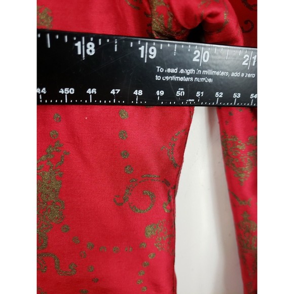 chicos artsy red gold beads open front silk ls jacket top 2 Lg - Picture 6 of 9